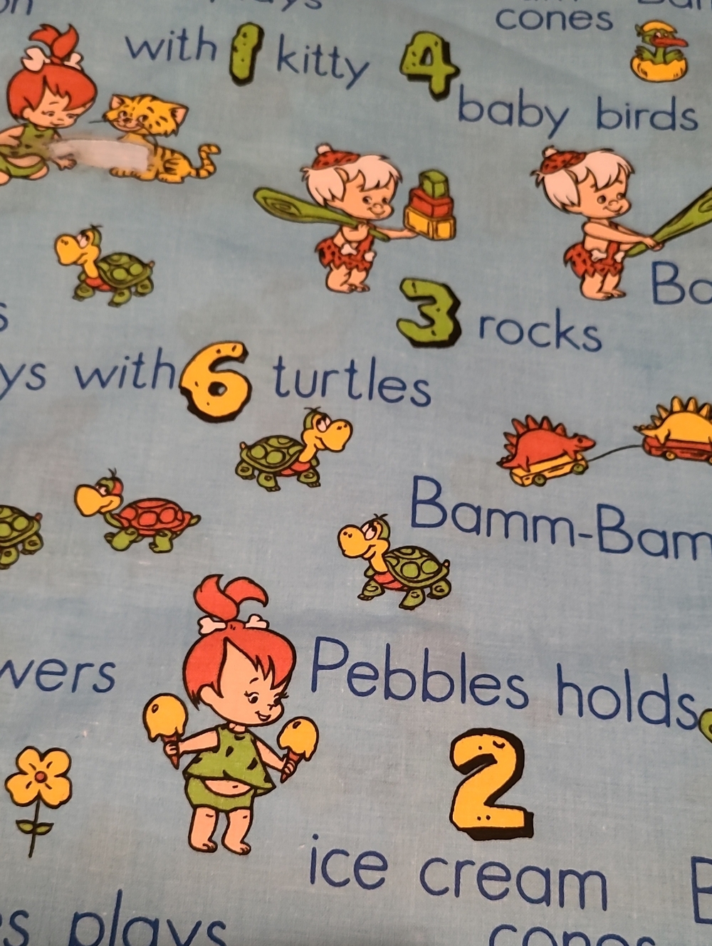 Flintstones Pebbles And Bamm Bamm Fabric Sewing Over 1 Yard Count, 1991
